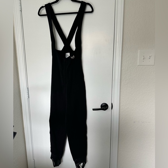 Nils Vintage Ski Bibs Stirrups Women Black Size 10 - Picture 1 of 8